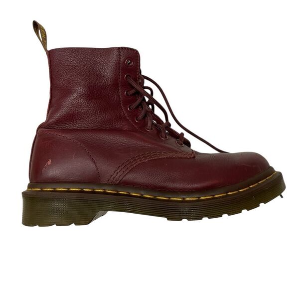 DR MARTENS Burgundy Leather Lace-Up Boots Size 7 - Picture 1 of 16